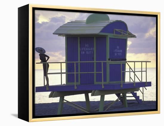 Lifeguard Station at Dusk, South Beach, Miami, Florida, USA-Robin Hill-Framed Premier Image Canvas