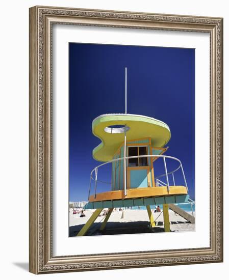 Lifeguard Station at Miami Beach, Florida, USA-Peter Adams-Framed Photographic Print