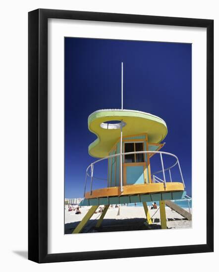 Lifeguard Station at Miami Beach, Florida, USA-Peter Adams-Framed Photographic Print