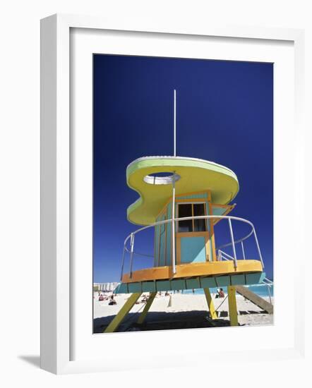 Lifeguard Station at Miami Beach, Florida, USA-Peter Adams-Framed Photographic Print