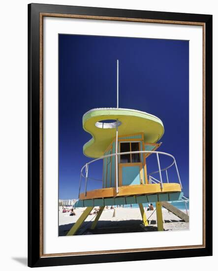 Lifeguard Station at Miami Beach, Florida, USA-Peter Adams-Framed Photographic Print