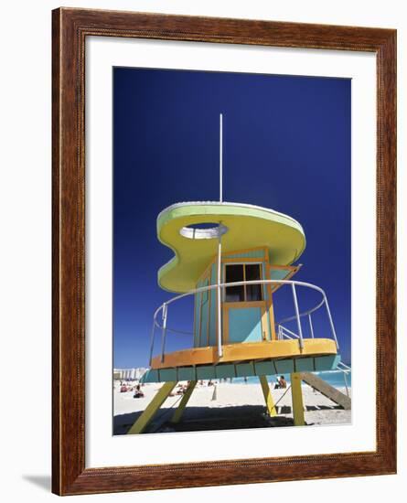 Lifeguard Station at Miami Beach, Florida, USA-Peter Adams-Framed Photographic Print