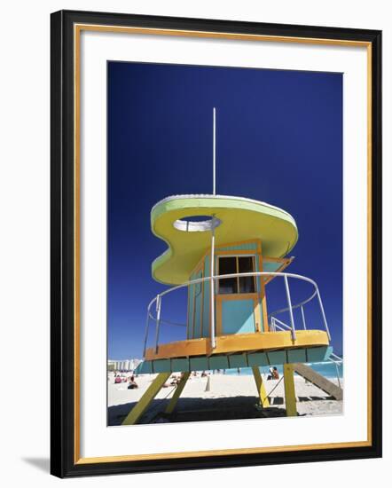 Lifeguard Station at Miami Beach, Florida, USA-Peter Adams-Framed Photographic Print