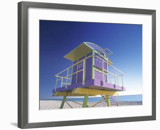 Lifeguard Station at Miami Beach, Miami, USA-Peter Adams-Framed Photographic Print