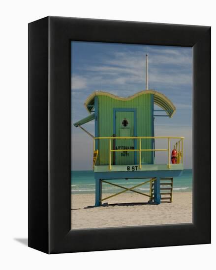 Lifeguard Station on 8th Street, South Beach, Miami, Florida, USA-Nancy & Steve Ross-Framed Premier Image Canvas