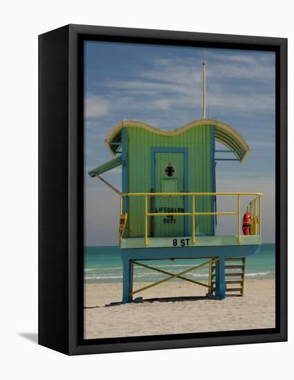 Lifeguard Station on 8th Street, South Beach, Miami, Florida, USA-Nancy & Steve Ross-Framed Premier Image Canvas