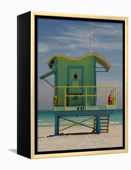 Lifeguard Station on 8th Street, South Beach, Miami, Florida, USA-Nancy & Steve Ross-Framed Premier Image Canvas