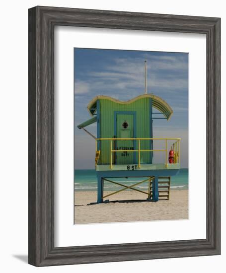 Lifeguard Station on 8th Street, South Beach, Miami, Florida, USA-Nancy & Steve Ross-Framed Photographic Print