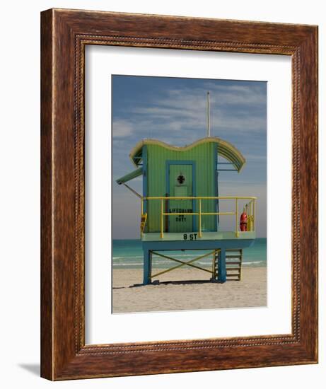 Lifeguard Station on 8th Street, South Beach, Miami, Florida, USA-Nancy & Steve Ross-Framed Photographic Print