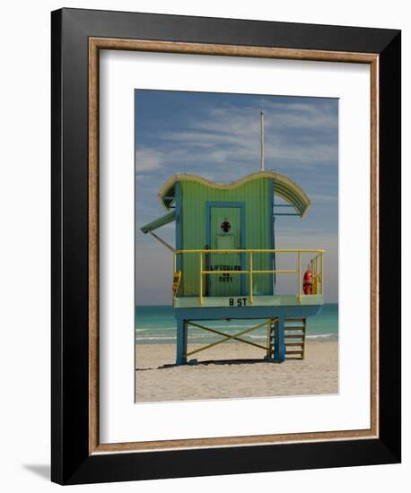 Lifeguard Station on 8th Street, South Beach, Miami, Florida, USA-Nancy & Steve Ross-Framed Photographic Print