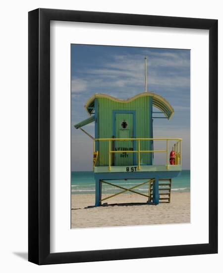 Lifeguard Station on 8th Street, South Beach, Miami, Florida, USA-Nancy & Steve Ross-Framed Photographic Print