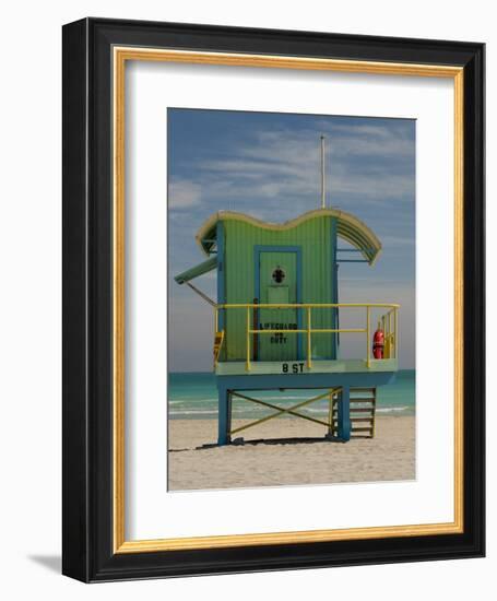 Lifeguard Station on 8th Street, South Beach, Miami, Florida, USA-Nancy & Steve Ross-Framed Photographic Print