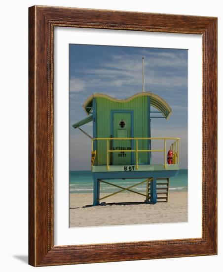 Lifeguard Station on 8th Street, South Beach, Miami, Florida, USA-Nancy & Steve Ross-Framed Photographic Print