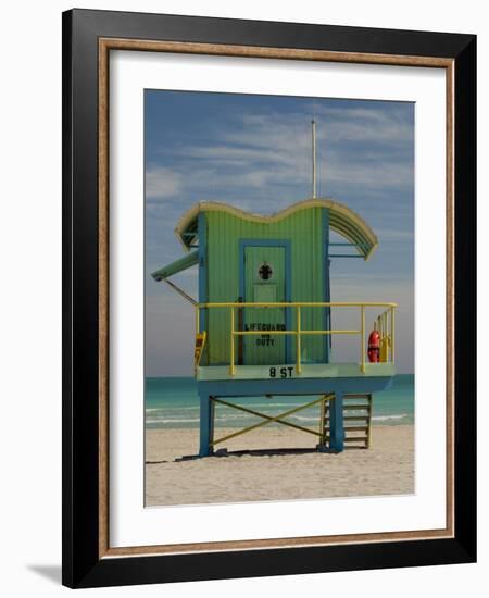 Lifeguard Station on 8th Street, South Beach, Miami, Florida, USA-Nancy & Steve Ross-Framed Photographic Print