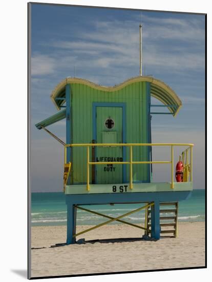 Lifeguard Station on 8th Street, South Beach, Miami, Florida, USA-Nancy & Steve Ross-Mounted Photographic Print