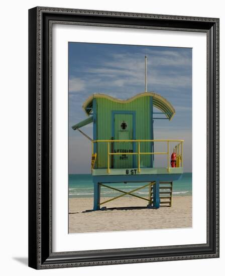 Lifeguard Station on 8th Street, South Beach, Miami, Florida, USA-Nancy & Steve Ross-Framed Photographic Print