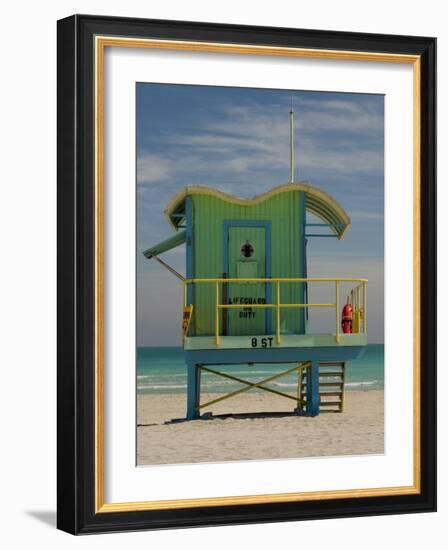 Lifeguard Station on 8th Street, South Beach, Miami, Florida, USA-Nancy & Steve Ross-Framed Photographic Print