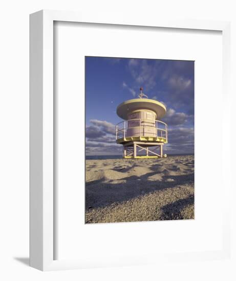 Lifeguard Station on South Beach, Miami, Florida, USA-Robin Hill-Framed Photographic Print