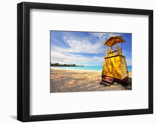 Lifeguard Station on the Beach between Miami Beach and Enterprise Beach in Oistins-null-Framed Art Print