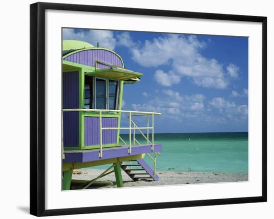 Lifeguard Tower Along South Beach-James Randklev-Framed Photographic Print