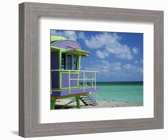 Lifeguard Tower Along South Beach-James Randklev-Framed Photographic Print