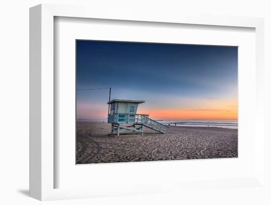 Lifeguard Tower at Venice Beach, California at Sunset.-logoboom-Framed Photographic Print