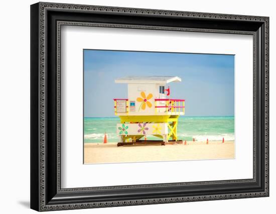 Lifeguard tower in Miami Beach--Framed Art Print