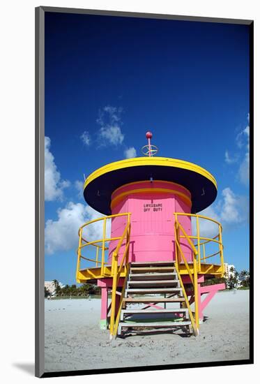 Lifeguard Tower in South Beach-null-Mounted Art Print