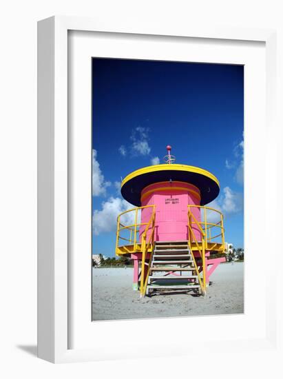 Lifeguard Tower in South Beach-null-Framed Art Print