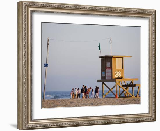 Lifeguard Tower on Newport Beach, Orange County, California, United States of America, North Americ-Richard Cummins-Framed Photographic Print