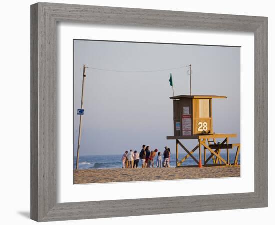 Lifeguard Tower on Newport Beach, Orange County, California, United States of America, North Americ-Richard Cummins-Framed Photographic Print