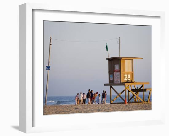 Lifeguard Tower on Newport Beach, Orange County, California, United States of America, North Americ-Richard Cummins-Framed Photographic Print