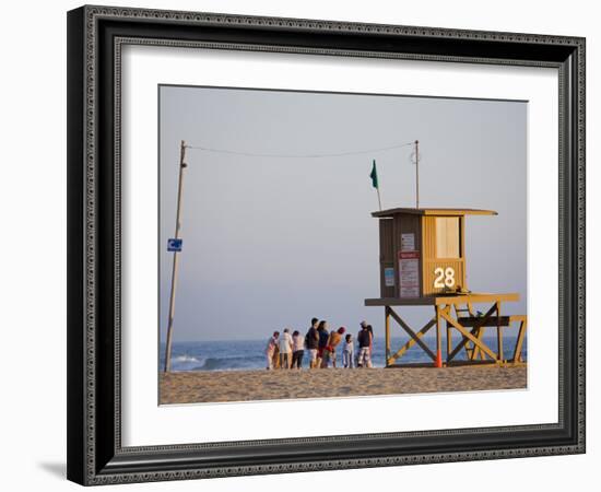 Lifeguard Tower on Newport Beach, Orange County, California, United States of America, North Americ-Richard Cummins-Framed Photographic Print