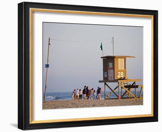 Lifeguard Tower on Newport Beach, Orange County, California, United States of America, North Americ-Richard Cummins-Framed Photographic Print