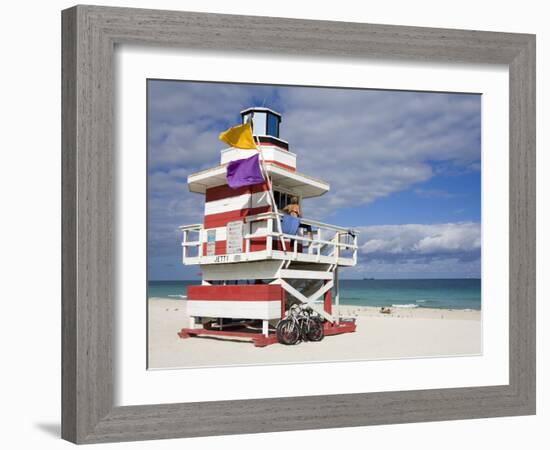 Lifeguard Tower on South Beach, City of Miami Beach, Florida, USA, North America-Richard Cummins-Framed Photographic Print