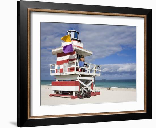 Lifeguard Tower on South Beach, City of Miami Beach, Florida, USA, North America-Richard Cummins-Framed Photographic Print