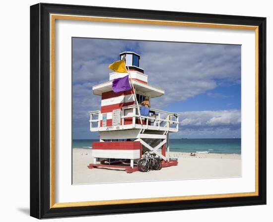 Lifeguard Tower on South Beach, City of Miami Beach, Florida, USA, North America-Richard Cummins-Framed Photographic Print