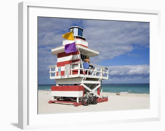 Lifeguard Tower on South Beach, City of Miami Beach, Florida, USA, North America-Richard Cummins-Framed Photographic Print