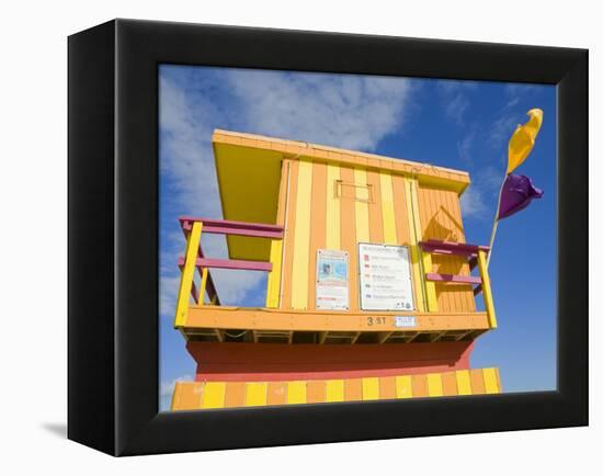 Lifeguard Tower on South Beach, City of Miami Beach, Florida, USA, North America-Richard Cummins-Framed Premier Image Canvas