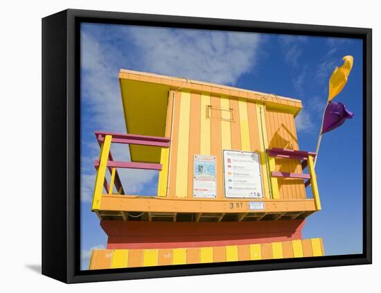 Lifeguard Tower on South Beach, City of Miami Beach, Florida, USA, North America-Richard Cummins-Framed Premier Image Canvas