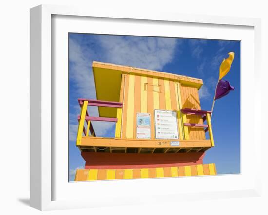 Lifeguard Tower on South Beach, City of Miami Beach, Florida, USA, North America-Richard Cummins-Framed Photographic Print