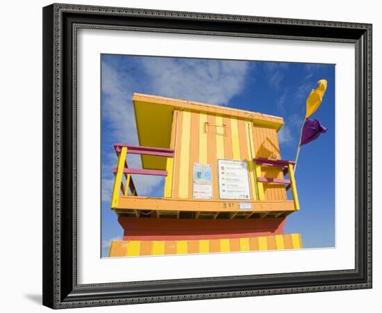 Lifeguard Tower on South Beach, City of Miami Beach, Florida, USA, North America-Richard Cummins-Framed Photographic Print