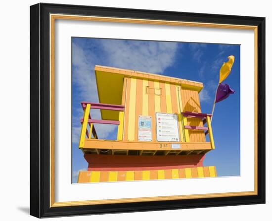 Lifeguard Tower on South Beach, City of Miami Beach, Florida, USA, North America-Richard Cummins-Framed Photographic Print