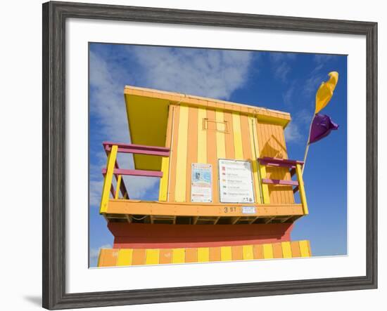 Lifeguard Tower on South Beach, City of Miami Beach, Florida, USA, North America-Richard Cummins-Framed Photographic Print