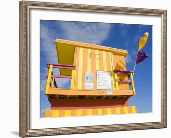 Lifeguard Tower on South Beach, City of Miami Beach, Florida, USA, North America-Richard Cummins-Framed Photographic Print