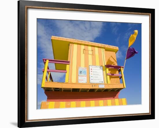 Lifeguard Tower on South Beach, City of Miami Beach, Florida, USA, North America-Richard Cummins-Framed Photographic Print