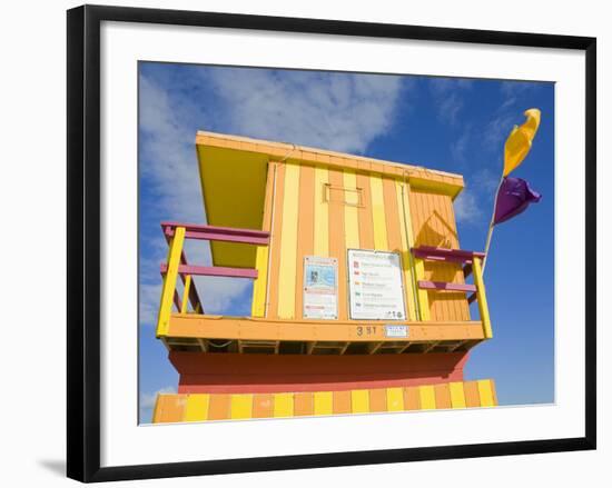 Lifeguard Tower on South Beach, City of Miami Beach, Florida, USA, North America-Richard Cummins-Framed Photographic Print