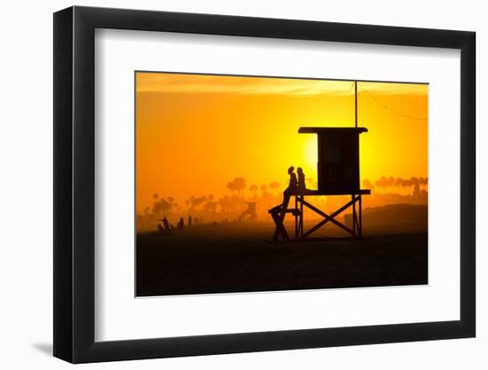 Lifeguard Tower on the beach, Newport Beach, California, USA-null-Framed Photographic Print