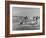 Lifeguards and Members of Womens Swimming Team Start Day by Charging into Surf-Peter Stackpole-Framed Photographic Print