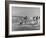 Lifeguards and Members of Womens Swimming Team Start Day by Charging into Surf-Peter Stackpole-Framed Photographic Print